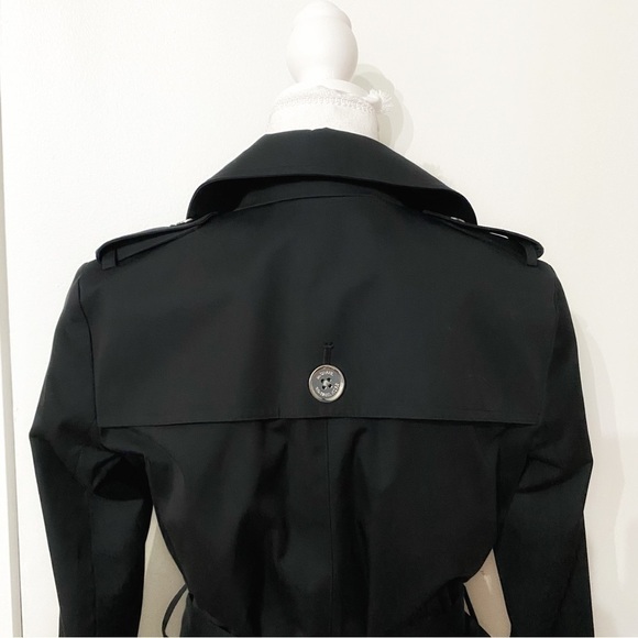 Nwot MICHAEL MICHAEL KORS BLACK DOUBLE BREASTED BELTED TRENCH COAT - XS - Picture 8 of 11